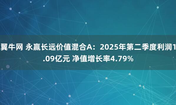 翼牛网 永赢长远价值混合A：2025年第二季度利润1.09亿元 净值增长率4.79%